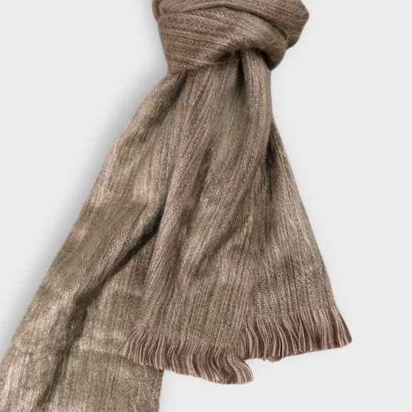 Alpaca Wool Scarf Shupaca Golden Dust Womens Fringed Stripped Heather Soft - Picture 2 of 11